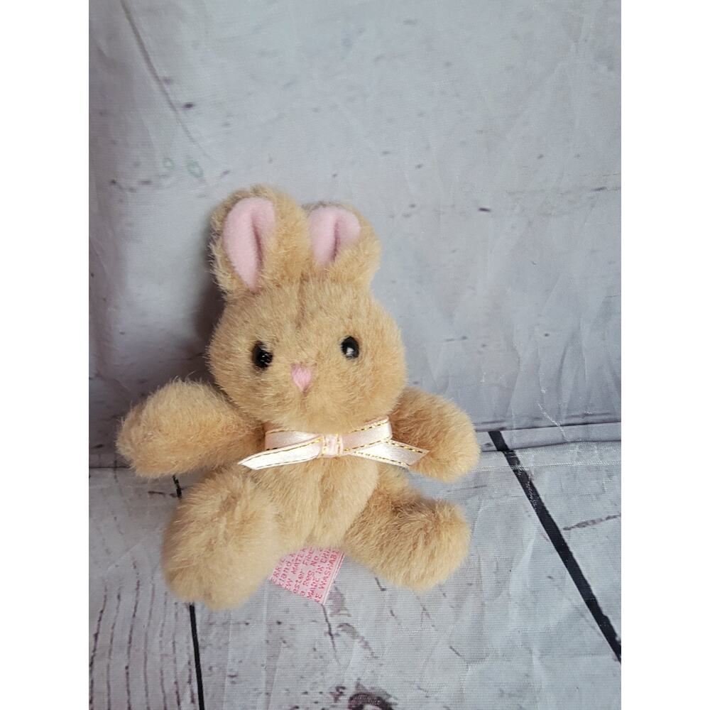 Vintage Russ Berrie Bunny Rabbit 4" Brown Stuffed Plush Mini Small Easter Animal